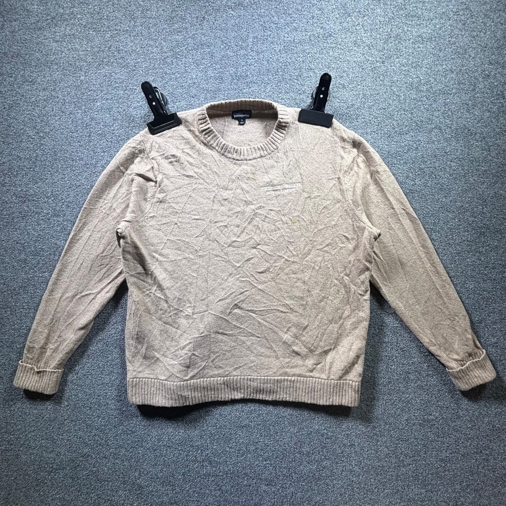 Patagonia Worn Wear Sweater Mens XL Beige Recycled Wool Pullover Firestone